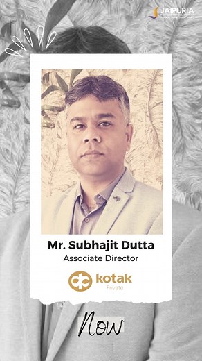 On this #ThrowbackThursday, here we are with Mr. Subhajit Dutta, alumnus from batch 2005-07 and now working as Associate Director at Kotak Private. For more information, visit www.jaipuria.ac.in #jaipuriainstituteofmanagement #JaipuriaInstitutealumni #alumni #Thennow #leader #ThrowbackThursday | Jaipuria Institute of Management - Lucknow, Noida, Jaipur, Indore