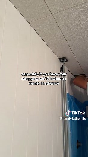 Acoustic Tile Ceiling Installation in Trailer Remodel