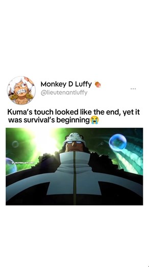 Luffy  on Instagram: "Everyone owes their life to Kuma’s mercy #onepiece #onepieceanime #luffy #zoro #sanji #nami #ussop #chopper #robin #franky #jimbe #brook #kuma #kumaedit #sabaodyarchipelago"