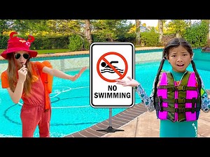 Emma and Lyndon Learn about Swimming Pool Rules | Kids Swim - Videos For Kids