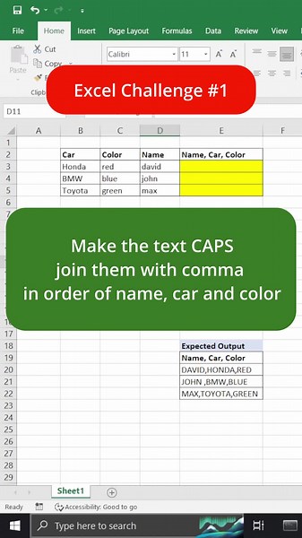 Excel Challenge 1 #excel #exceltips
