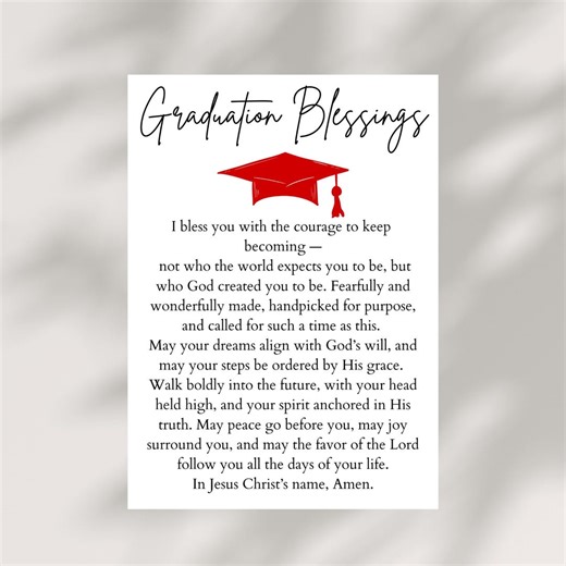 Graduation Blessing Card PRINTABLE Prayer Instant DIGITAL DOWNLOAD Christian Graduation Gift Faith-based Keepsake - Etsy