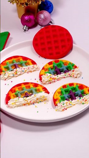 HOW TO MAKE RAINBOW WAFFLE #waffles #rainbowwaffle #wafflerecipe #wafflemaker