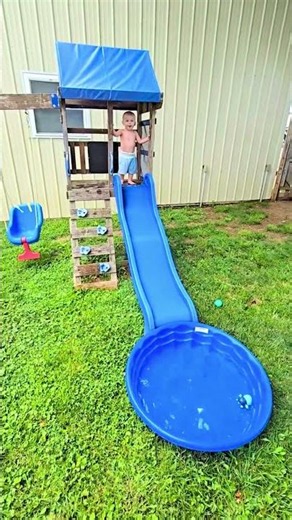 Backyard Water Slide Fun! 💙 Toddler’s Best Summer Day #shorts
