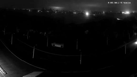 CCTV footage shows bright flashes over Dnipro, Ukraine