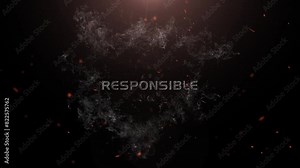 Responsible Text Animation, Responsible Video, Cinematic Responsible Text Animation Effect On 3D Background Stock Video