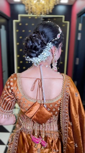 Waiter 🤌 I’d like to order a delicious braided donut 🍩 bun with baby breath garnish please 🤤 😂 Makeup by MBM Sr. Artists 🧑‍🎨 Call - 8448494094 WhatsApp- 9953688773 | Makeovers by Manveen