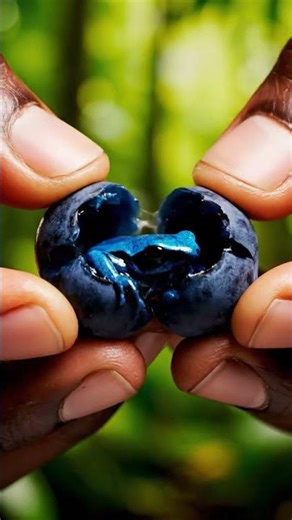 A Blueberry Reveals a Tiny Frog | Macro Detail Visual #cute #youtubeshorts #funny #animals #frog