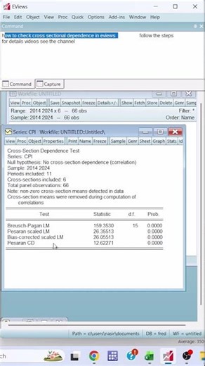 Cross-sectional Dependence test| Cross Sectional | Eviews| Panel Data| Cross Sectional