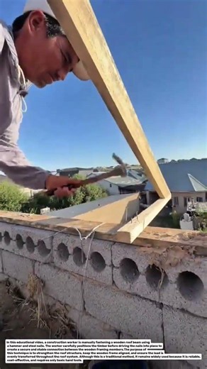 Traditional Roof Beam Nailing Technique! Strong Manual Carpentry Method.