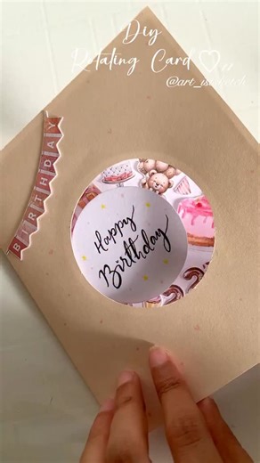 Saniya❤ on Instagram: "DIY Rotating Birthday Card Idea🥳🎂🎁 #aesthetic #diy #diyideas #diycrafts #diygifts #diycards #diycraftideas #birthdaycards #birthdaycardideas #papercrafts #diybirthdaycard #easycardideas #birthdaybash #birthdaypopupcard #popup #popupcards #giftideas #giftsforher #giftsforhim #reel #viralcontent #viralbirthdaycard #viralvideos"