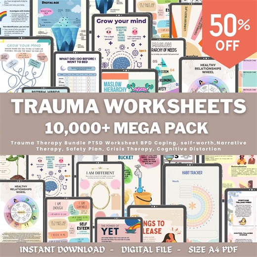 Trauma Therapy Bundle, Anxiety Coping Skill Card, Therapy Worksheets, Crisis Therapy PTSD, Anxiety Therapy Tool, Safety Plan, BPD - Etsy