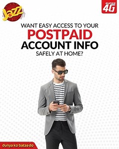 Check your postpaid account details staying safely inside your home. WhatsApp Hi to 0300-3008000 and get all the info. #JazzCares #JazzSuper4G #DunyaKoBataaDo | Jazz