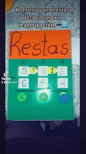 Material didáctico para enseñar restas de 3 cifras con reagrupación