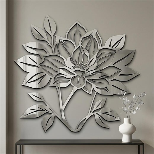Floral Metal Wall Art, Botanical Wall Decor, Flower Wall Art, Modern Metal Wall Decor, Elegant Wall Art for Living Room Bedroom Entryway - Etsy