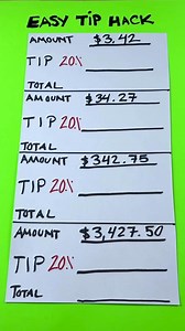 5.1K views · 11 reactions | Easy TIP hack works every time #mathskills #tipping #percentage | Sara L | Facebook