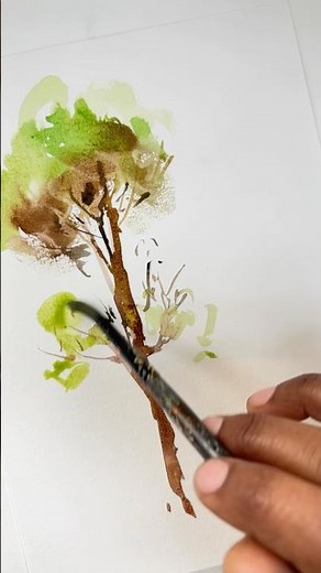 Tree drawing for beginners l watercolor tree