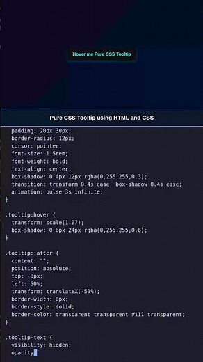 Sleek CSS Tooltip | Pure HTML CSS #webdevelopment #htmlcss #css