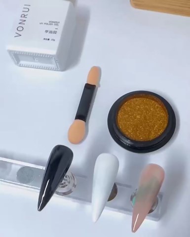 Holographic Mirror Gold Chrome Nail Powder Glitters Effect Metallic Dust Sequins UV Gel Gold Nail Chrome Powder Pigment for Nail Art Decoration