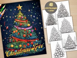 40 Christmas Tree Coloring Book, Printable Xmas Noel Holiday Coloring Pages, Grayscale Christmas Ornaments Coloring Book for Adults and Kids - Etsy