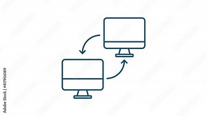 Technology icon on white background. Information technology. Digital communication. Device icon. Global network connection. stock illustration.