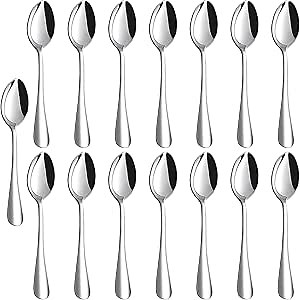LOVEINUSA Tea Spoons Set, 15PCS 6.7 Inches Stainless Steel Teaspoons Silverware for Kitchen Home Restaurant