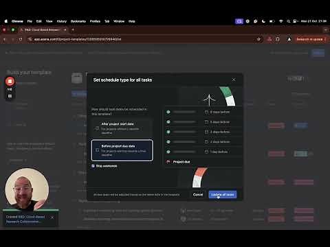 How do I set a project due date in Asana and have the tasks automatically adjust based on that date?