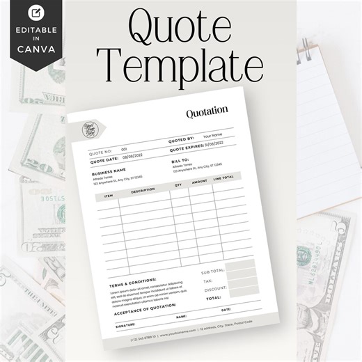 Quote and Estimate Form, Editable Canva Template, Price Quote, Client Estimate Template, Service Business Forms, Instant Download - Etsy