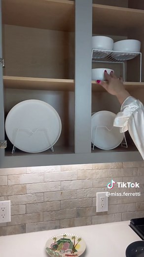 Kitchen Cabinets Organization with Dollar Tree Dish Racks