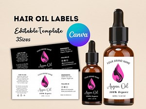 Dropper Bottle Label Template | Editable Canva Hair & Oil Labels - Etsy