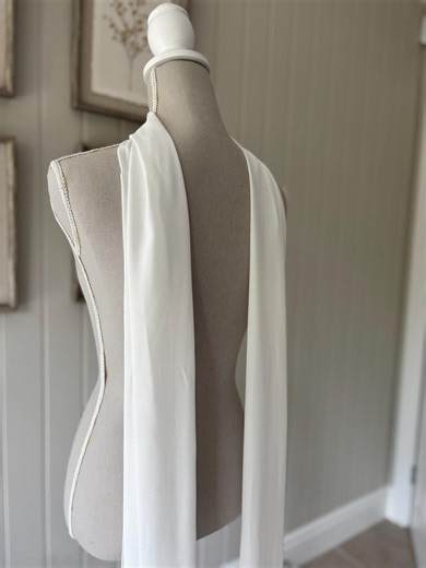 Chiffon Ivory Neck Veil Bridal Shawl Bridal Scarf Long Narrow Detachable Neck Tie Long Wedding Chiffon Scarf - Etsy