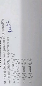 91. The d-electron configuration of [Ru(en)3​]Cl2​ and [Fe(H2​O... | Filo
