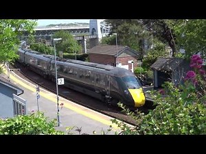 A Great Western Railway train enters Saltash station after crossing the Tamar bridge Cornwall 9.5.25
