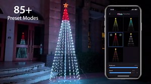 Probro 8 FT 340 LEDs Smart Outdoor Christmas Tree with App Control, IP65 Waterproof, 85+ Modes, Easy Setup Metal Frame Cone Tree for Yard, Christmas Party, Holiday Decorations