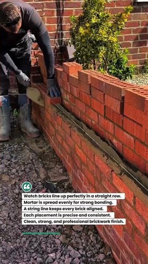 Perfect Brick Laying with Straight Line Guide! #masonry #construction #tools