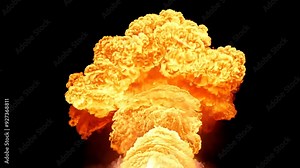 High-Intensity Explosion with Sharp Flames and Shockwaves on Black Background