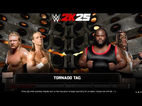 WWE 2k25 - Triple H,Shawn Michaels vs Mark Henry,Umaga: Tornado Tag Match at Raw