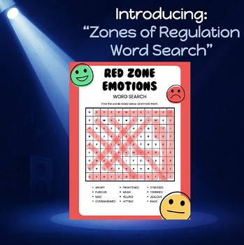Red Zone Emotions | Zones of Regulation SEL Mental Health Word Search