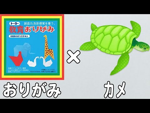【折り紙】亀（カメ） 立体的な作り方 リアルな折り紙 子供でも作れる難しくない折り方【おりがみ】