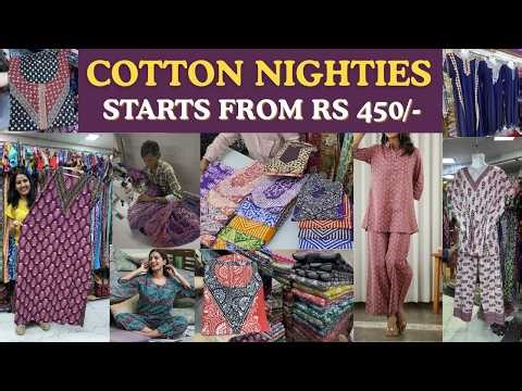Jaipuri Cotton Nighties | Plus Size Maxi | Cotton Dress For Summer | Elco Market Bandra