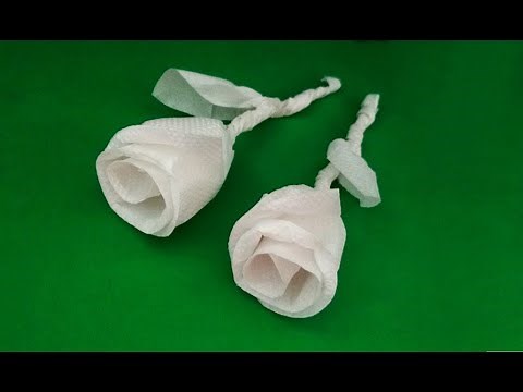Origami rose using tissue paper - napkin rose instructions