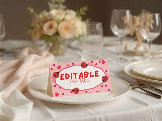 Editable Love Bug Food Labels Template, Food Tent, Pink Ladybug Treat Sticker Tags, Printable Packaging Label, Instant Download, Lb01 - Etsy
