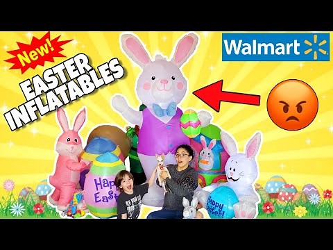 Broken Inflatables at Walmart? Giant Easter Bunny Holiday Inflatable Blow up & Animated plush 2020