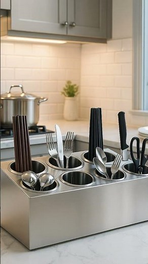 Stainless Steel Conical Cutlery Holder Set of 2 | 8-Hole Utensil Organizer for Kitchen & Restaurants