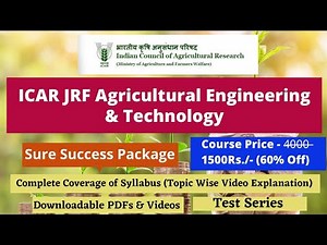 ICAR JRF Agricultural Engineering & Technology| Complete Course| 10+ Mock Test | Validity -12 Months