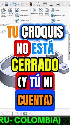 Tu croquis NO está cerrado (y tú ni cuenta) 😵‍💫🔒 Intentas extruir, cortar o hacer una operación básica y… SolidWorks te dice que el croquis no está cerrado. Pero tú lo miras y juras que todo está perfecto. 🤔 Bienvenido a uno de los dolores más comunes (y más frustrantes) de los principiantes: microgrietas invisibles, puntos que no tocan, líneas duplicadas, entidades sueltas y relaciones inexistentes. 😮‍💨 La verdad es esta 👉 tu croquis es la base de absolutamente todo lo que construyes en 