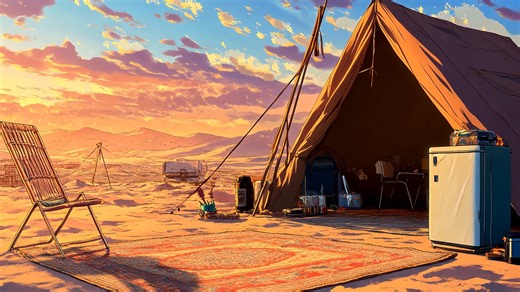 Camping, Sunset, Desert. Free Stock Video