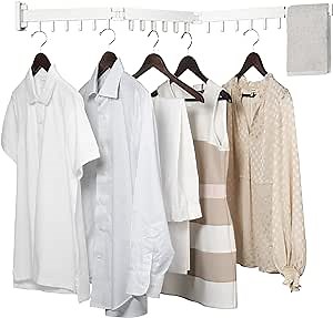 Luxe Laundry Wall Mounted Drying Rack - Foldable Laundry Room Organization Hanger for Clothes - Tri-Fold, Collapsible, Indoor, Space Saving, White