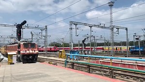 Basava Express goes green: Train No. 17307 Basava Express hauled by electric locomotive, arriving at #Mysuru. #electrification. Ministry of Railways, Government of India https://www.instagram.com/tv/CZT7rWdswVW/... | South Western Railways - SWR
