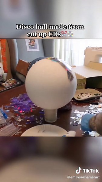 DIY Disco Ball Using CDs for Christmas Tree Topper